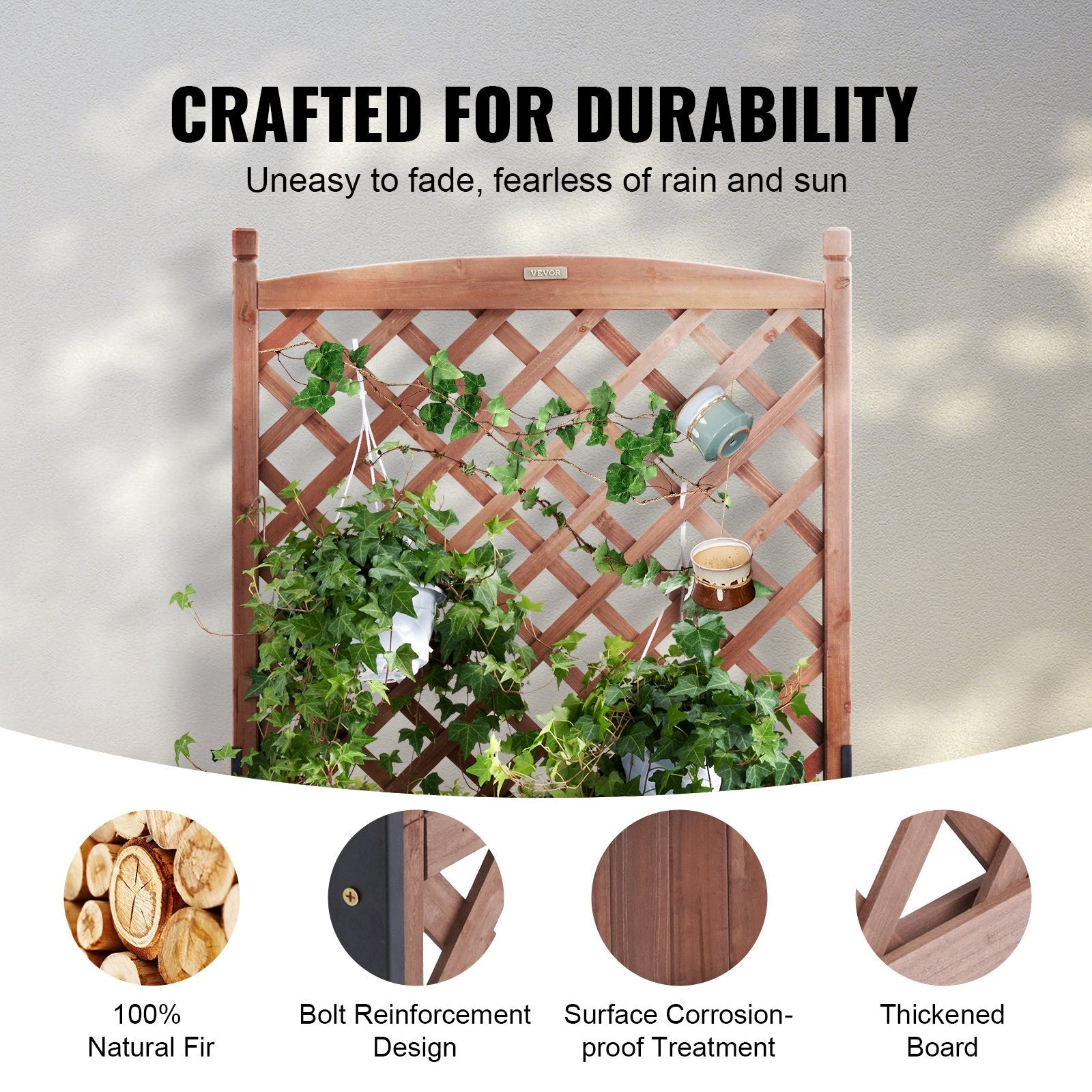 VEVOR 2 PCS Raised Garden Bed with Trellis Raised Planters 30" x 13" x 61.4" 