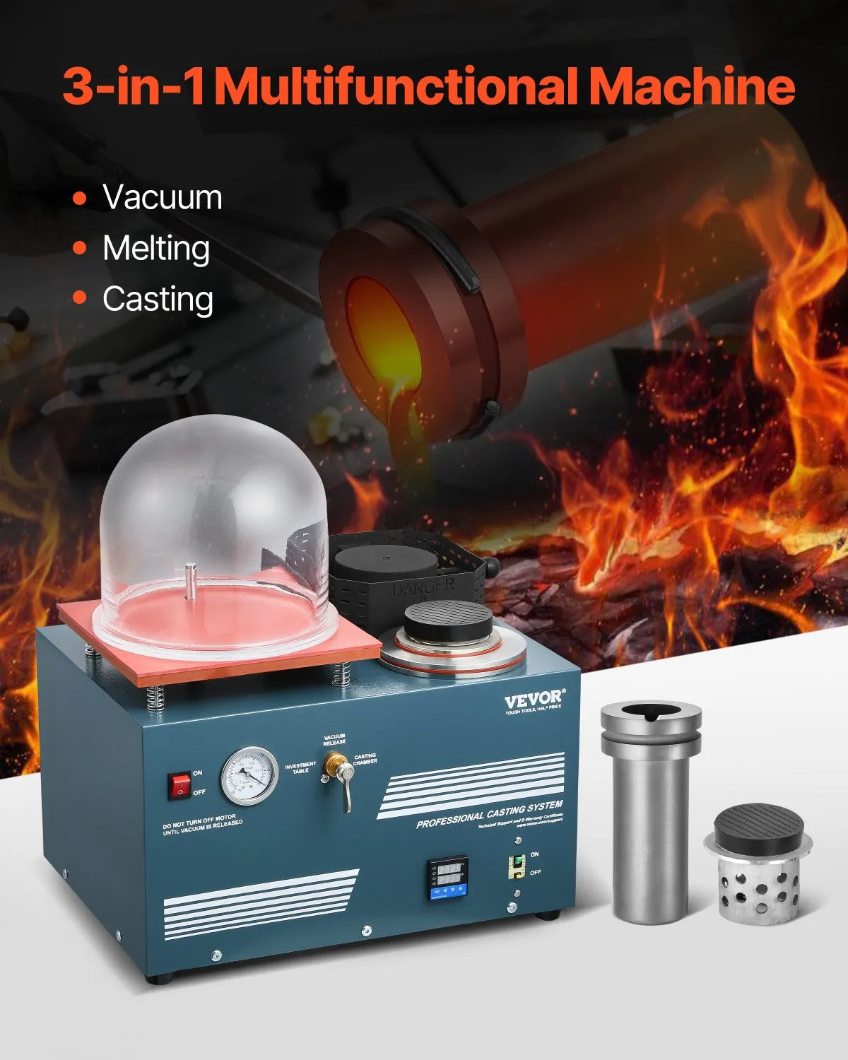 VEVOR Vacuum Investing Casting Machine Melting Furnace Casting Jewelry Melting