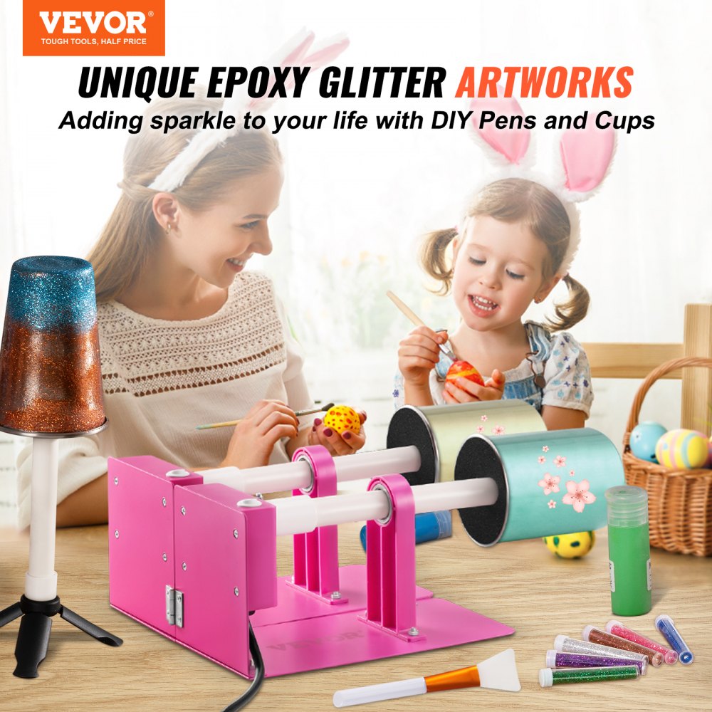 VEVOR Double Cup Turner 2-Arm Pen Turner with Epoxy Resin Kit for Beginners DIY 