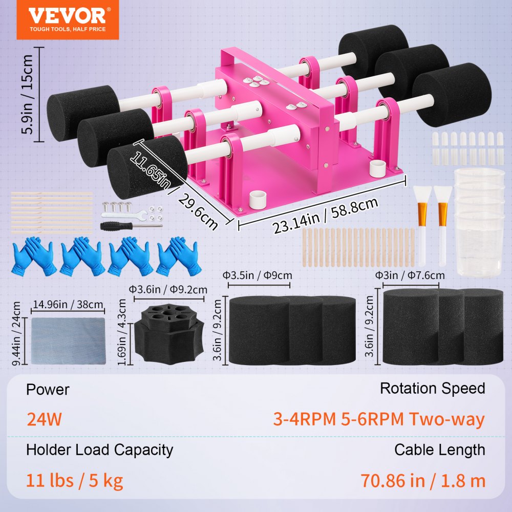 VEVOR 6 Cup Turner Multi Tumbler Spinner Six-Arm Crafts for Glitter Epoxy DIY 