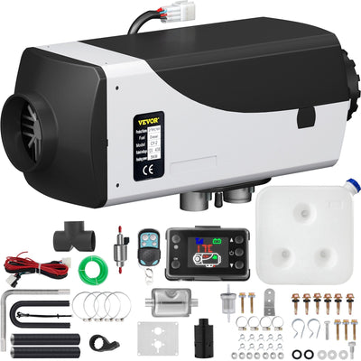 VEVOR 5KW Diesel Air Heater 10L Tank Diesel Heater 12V Diesel Parking Heater Muffler with LCD Thermostat and Remote Control for RV Bus Trailer Motor-home and Boats 