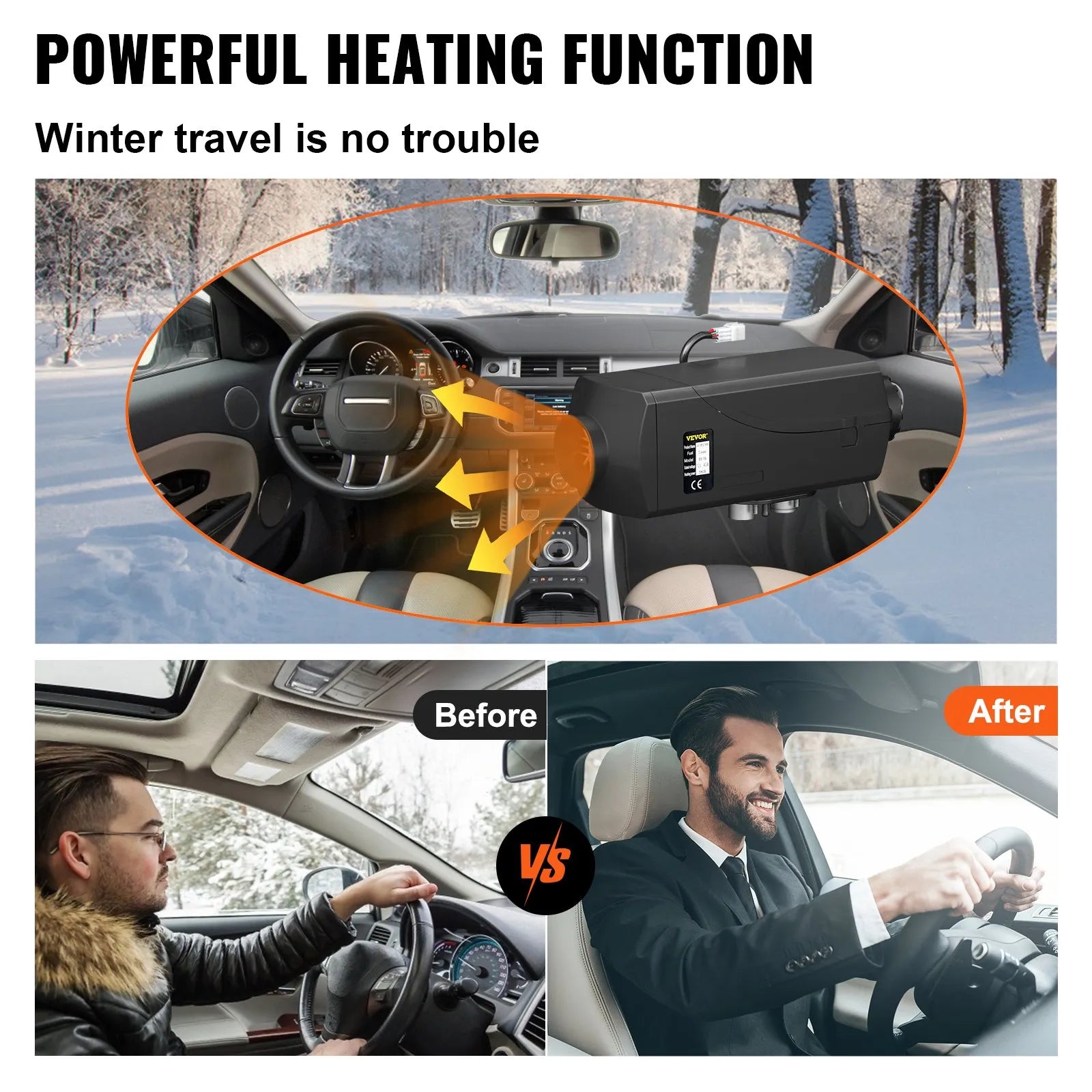 VEVOR 5KW 12V Diesel Air Heater with LCD Monitor and Remote Control, Parking Heater with Silencer for Truck, Car, Boat, Trailer 