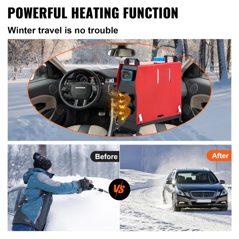 VEVOR 5kw Diesel Air Heater 12V Parking Heater Diesel 4 Holes for Caravan RV and Bus (12V 5KW with Blue LCD Monitor and Silencer) 