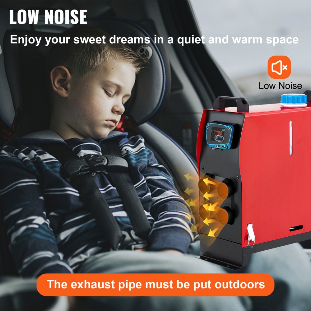 VEVOR 5kw Diesel Air Heater 12V Parking Heater Diesel 4 Holes for Caravan RV and Bus (12V 5KW with Blue LCD Monitor and Silencer) 