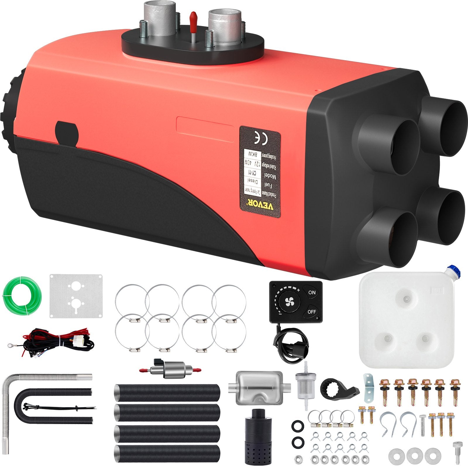 VEVOR Diesel Air Heater 8KW Diesel Parking Heater 12V Diesel Heater Muffler with Knob Switch for RV Motorhome Trucks Boats and Trailer 