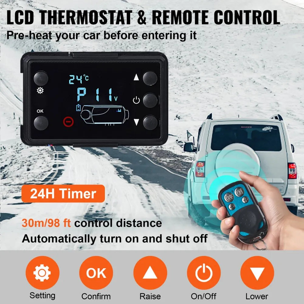 8KW Diesel Air Heater with Muffler, 12V Parking Heater with Remote Control and LCD Switch