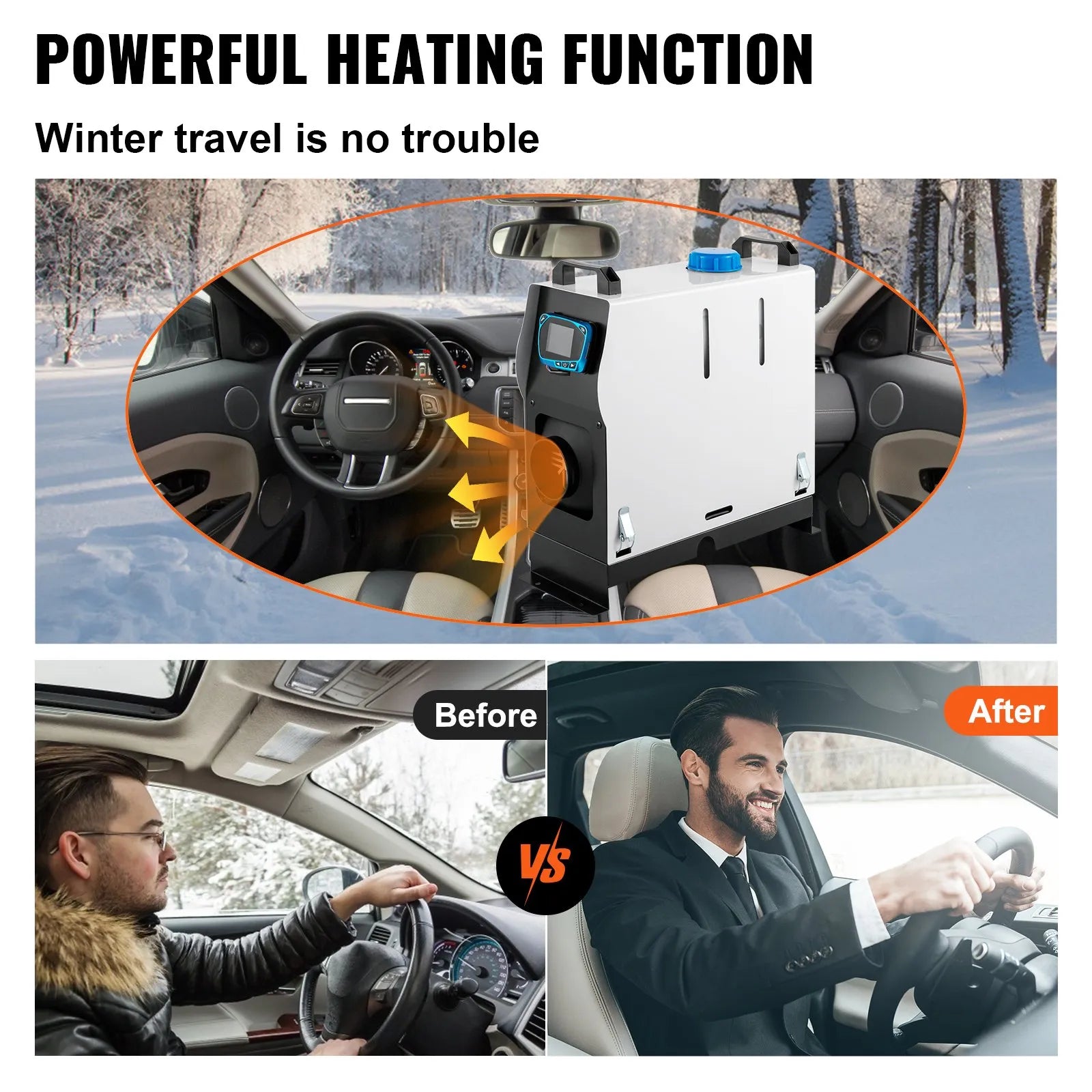 VEVOR Diesel Air Heater Parking Heater All in 1, 8KW Truck Heater Red LCD Switch 