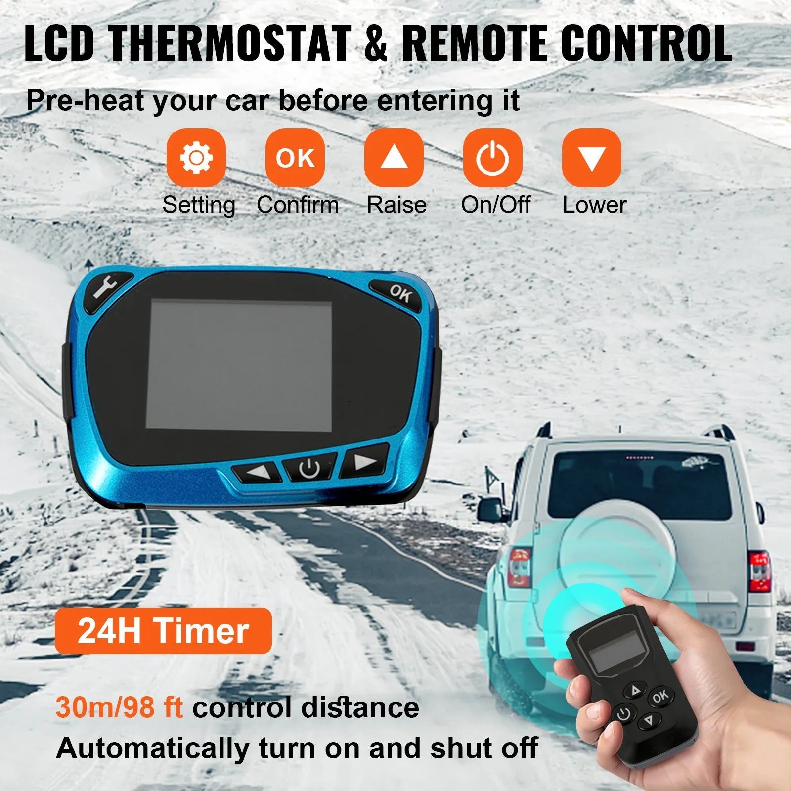 VEVOR Diesel Air Heater Parking Heater All in 1, 8KW Truck Heater Red LCD Switch 