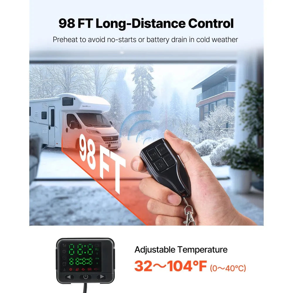 8KW Diesel Air Heater 12V-24V with Remote Control and Square Color Display