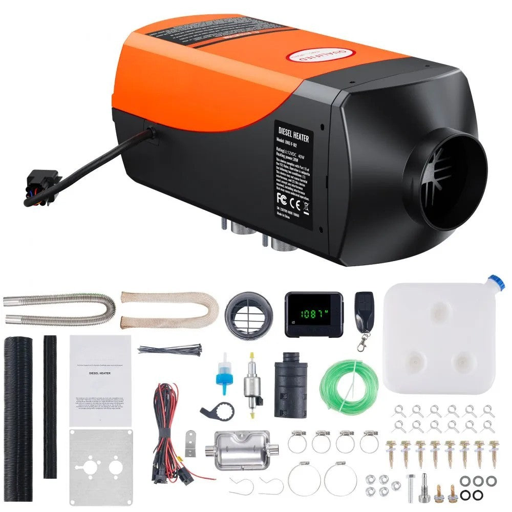 2KW 12V Diesel Air Heater with Remote Control, LCD Display and 10L Fuel Tank