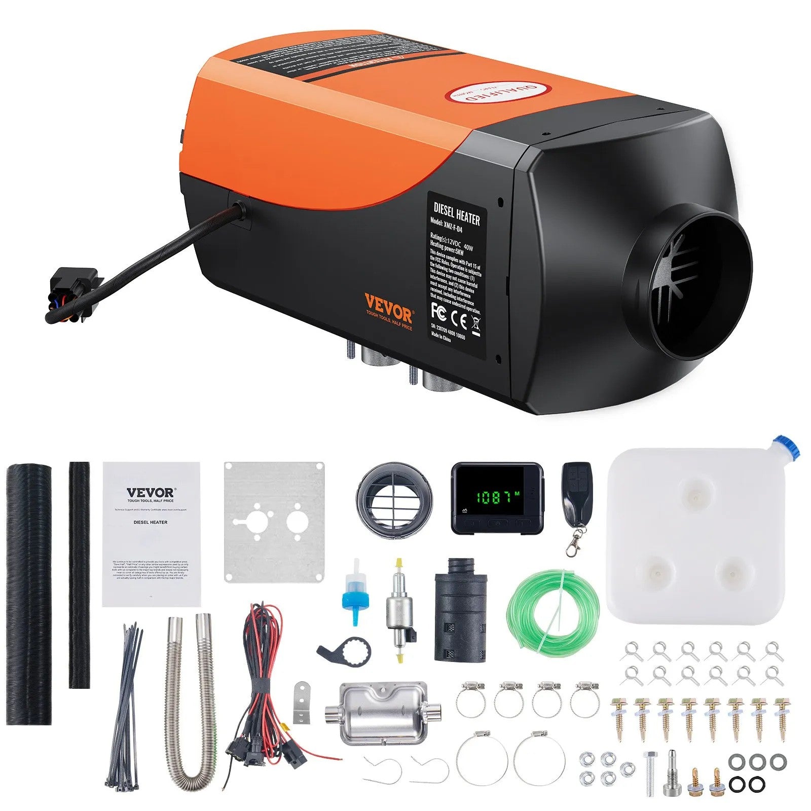 Diesel Air Heater, 12V 5KW Diesel Heater with Remote Control and LCD Display, 10L Fuel Tank Diesel Parking Heater, Rapid Heating for RV Trailer Camper Van Boat And Indoors 