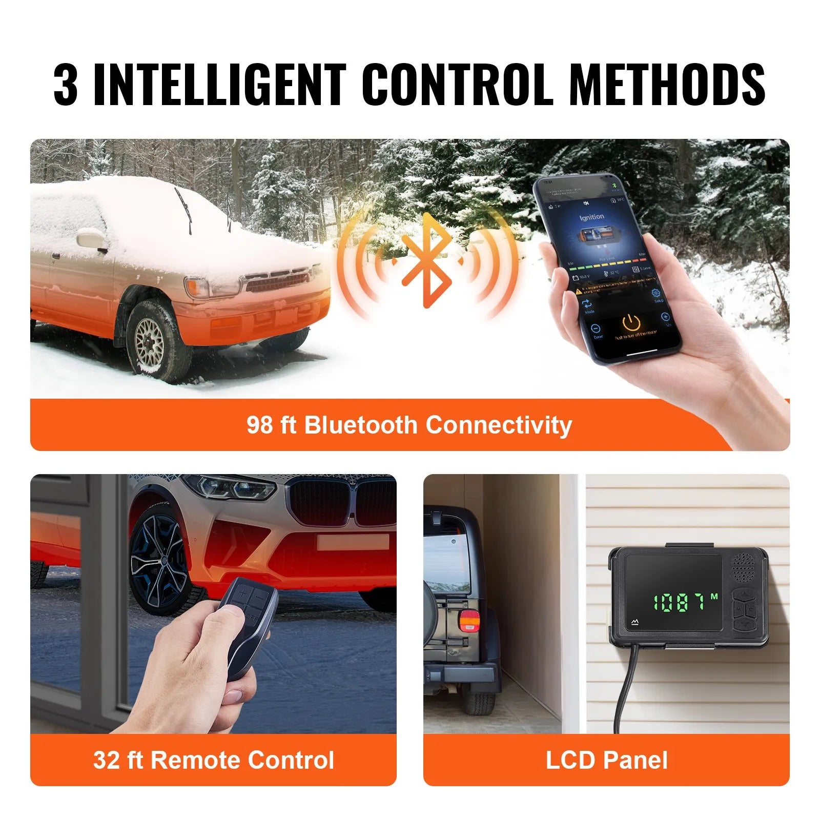 VEVOR 12V 8KW Diesel Air Heater with Bluetooth App Control, Automatic Altitude Adjustment, Remote Control & LCD Display, Portable Diesel Parking Heater for RV, Trailer, Camper, Van, Boat 