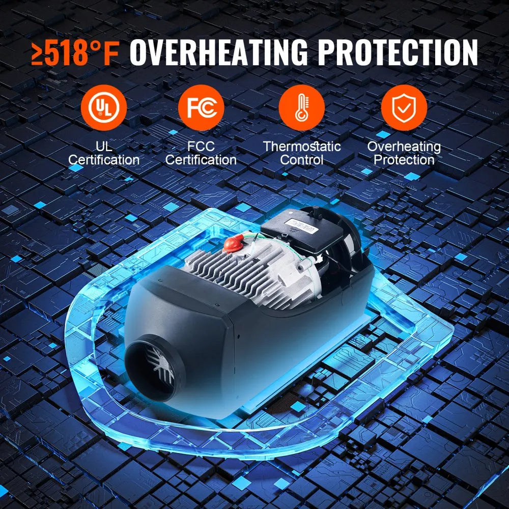 12V 8KW Diesel Air Heater with LCD Display, Remote Control and 10L Fuel Tank