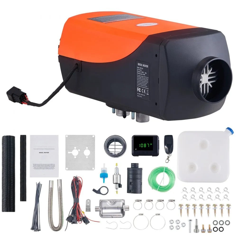 12V 8KW Diesel Air Heater with LCD Display, Remote Control and 10L Fuel Tank