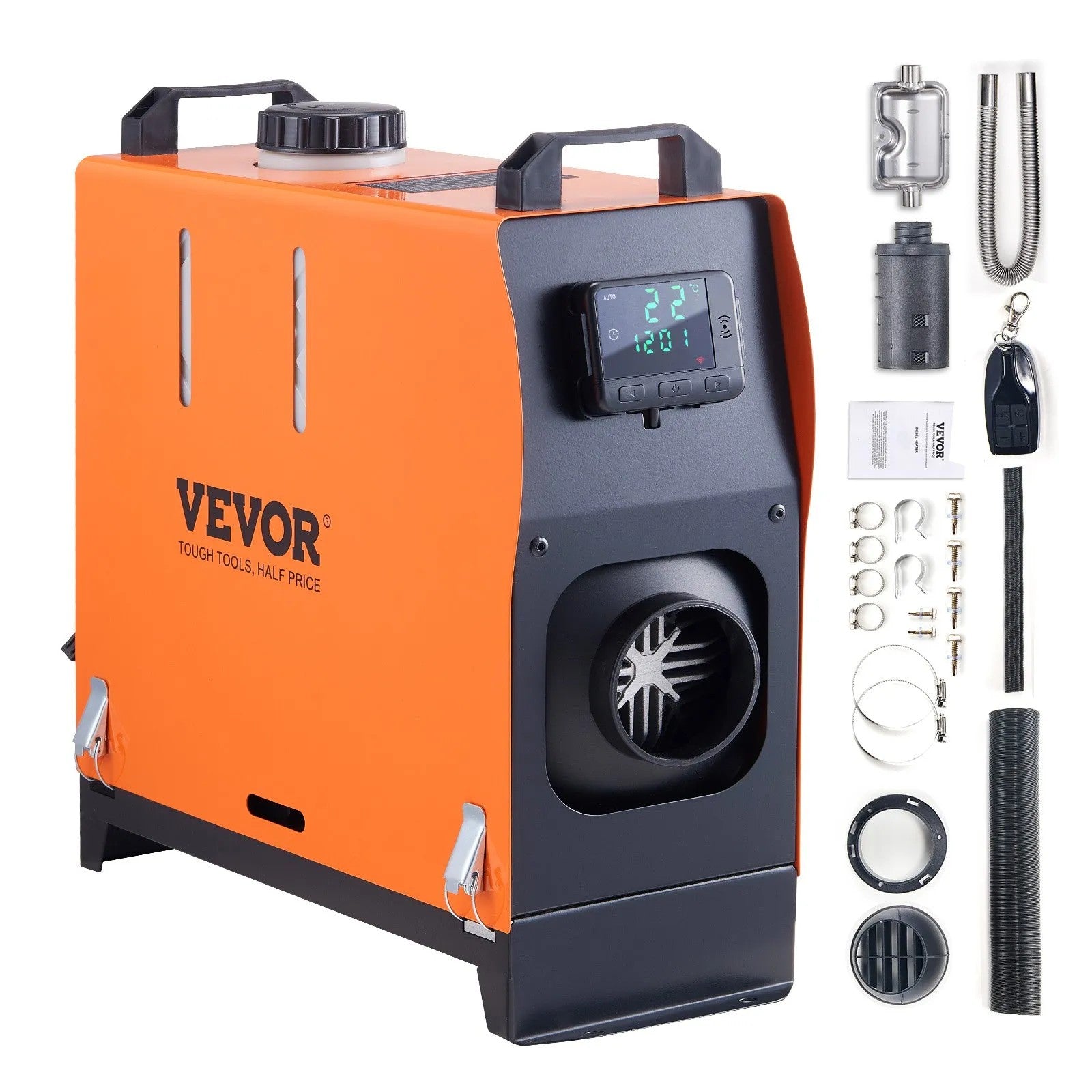 VEVOR Diesel Air Heater, 12V 5KW All-on-one Diesel Heater with Remote Control and LCD Display, 5L Fuel Tank Portable Diesel Parking Heater, Rapid Heating for RV Trailer Camper Van Boat And Indoors 