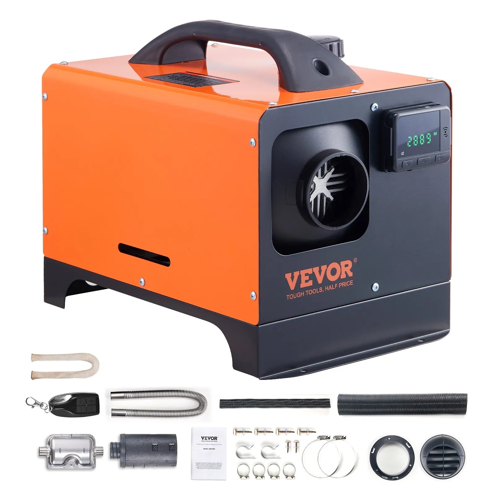VEVOR 5KW 12V All-in-One Diesel Air Heater with LCD Display and Remote Control, 5L Fuel Tank, Portable Diesel Parking Heater for RV, Trailer, Camper, Van, and Boat 