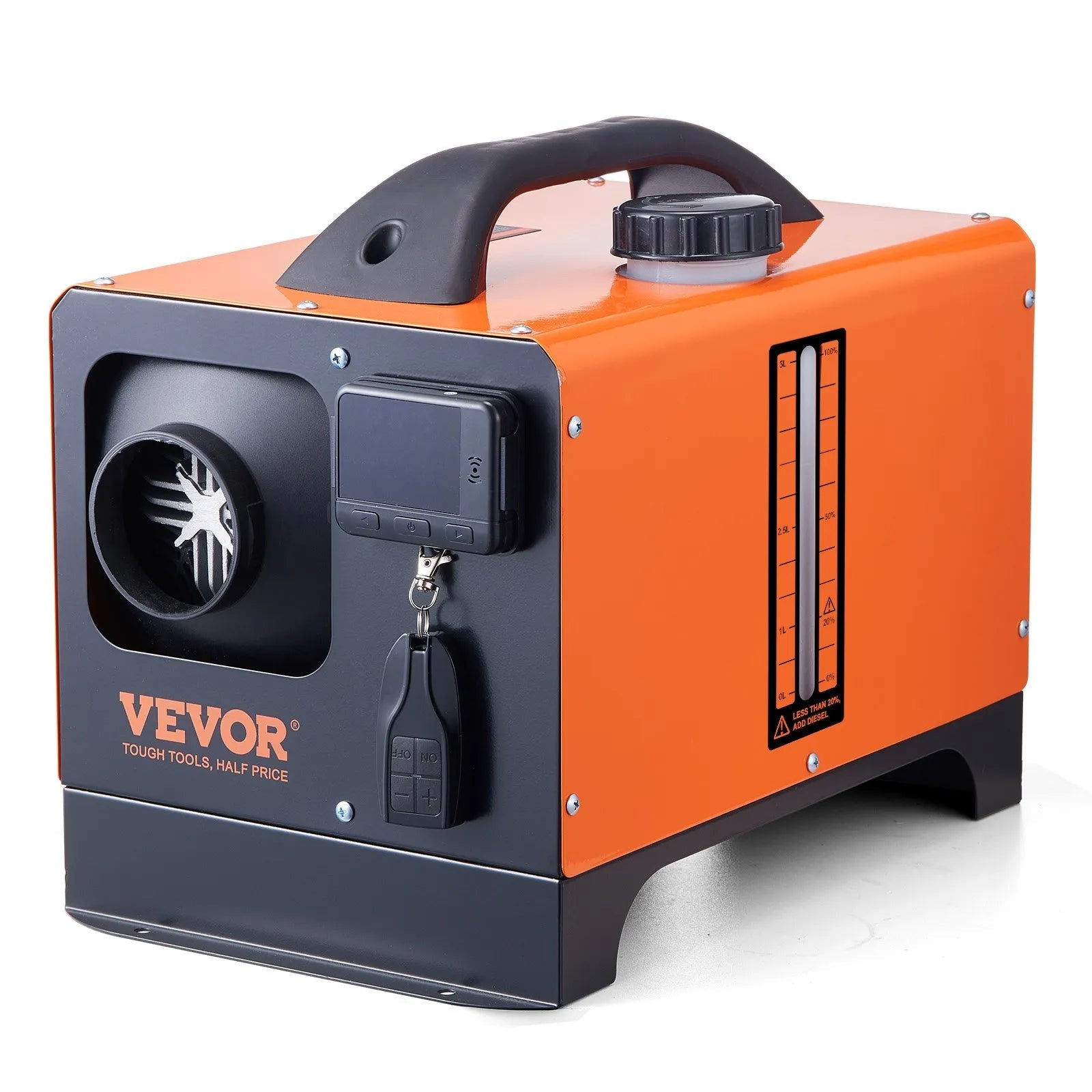 VEVOR 5KW 12V All-in-One Diesel Air Heater with LCD Display and Remote Control, 5L Fuel Tank, Portable Diesel Parking Heater for RV, Trailer, Camper, Van, and Boat 
