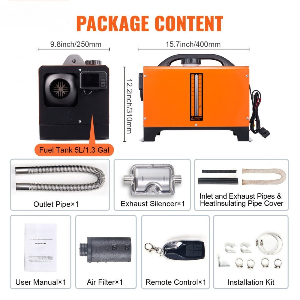 Portable 8KW Diesel Air Heater with App Control, Remote and Altitude Adjustment