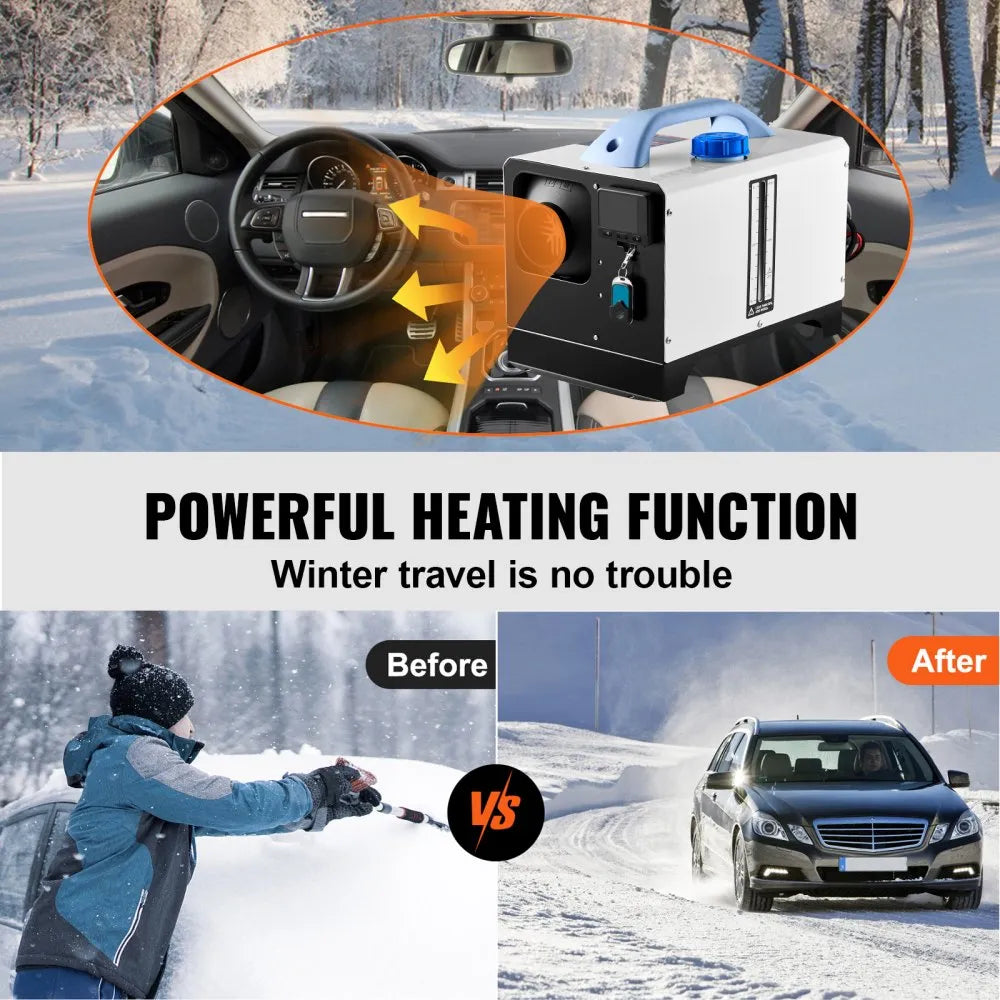 8KW 12V Diesel Air Parking Heater with Black LCD Switch and Remote Control