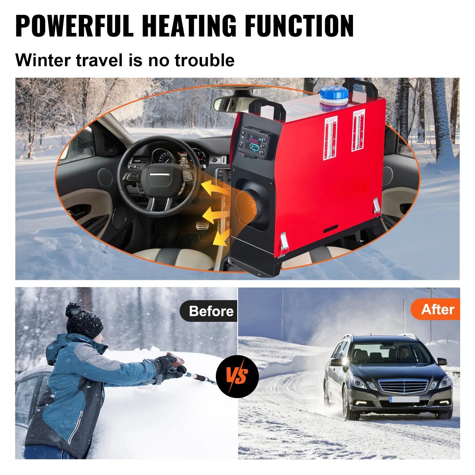 VEVOR 5KW Diesel Air Heater – All-in-One 12V Parking Heater with LCD & Remote Control, Low Noise, Fast Heating for RVs, Motorhomes, Buses, and Trailers 