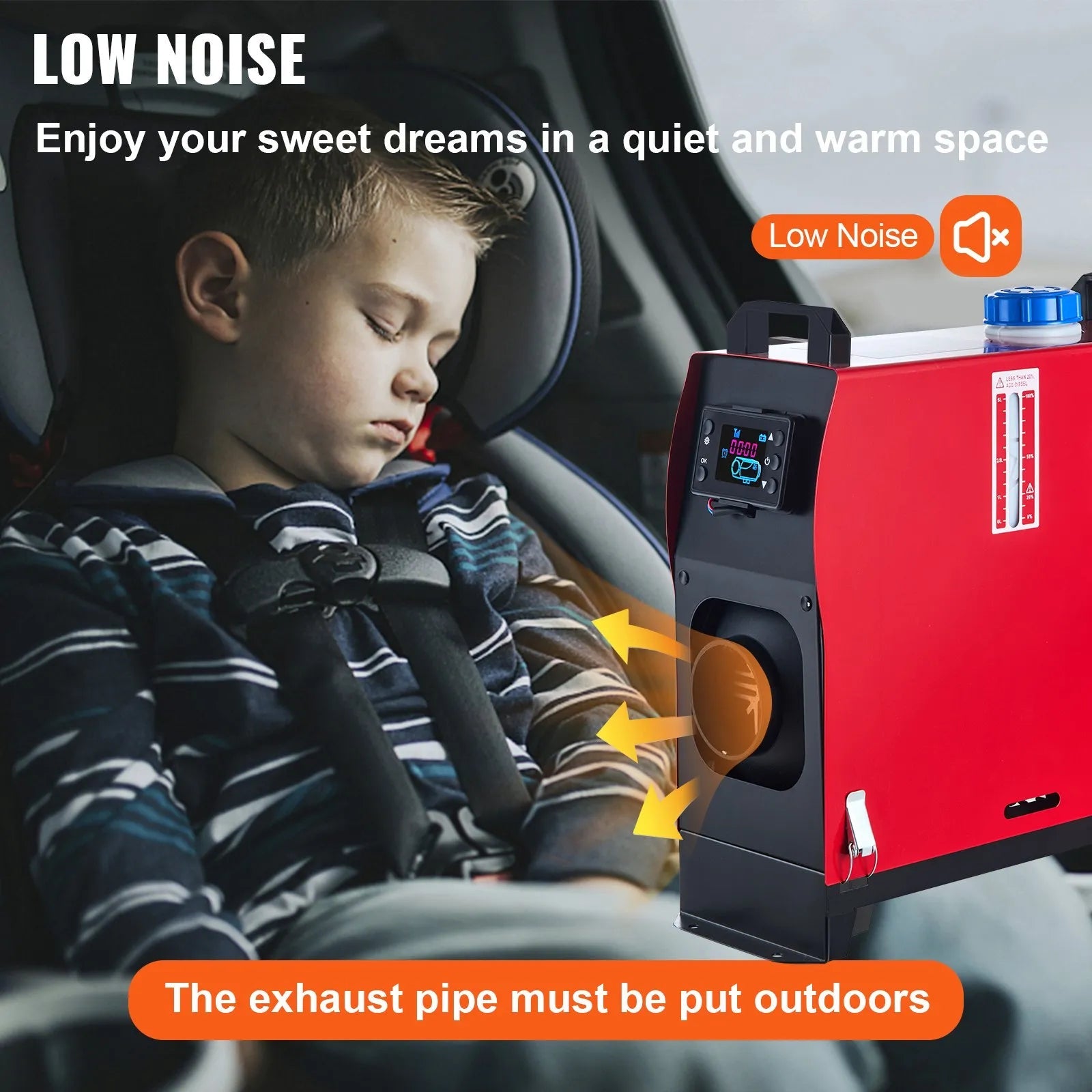 VEVOR 5KW Diesel Air Heater – All-in-One 12V Parking Heater with LCD & Remote Control, Low Noise, Fast Heating for RVs, Motorhomes, Buses, and Trailers 