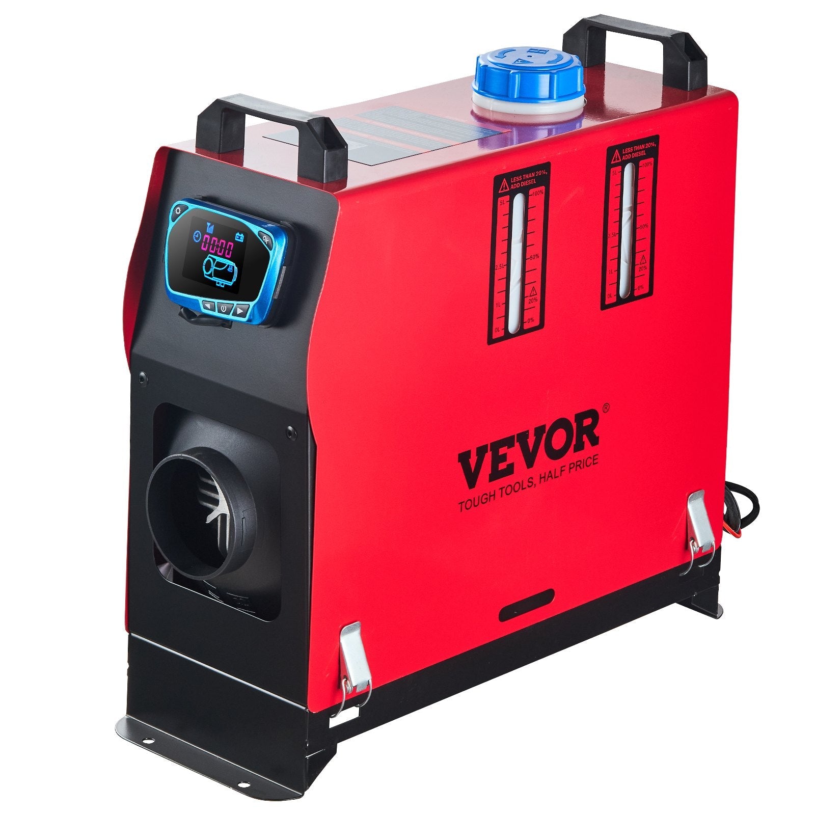 VEVOR 5KW Diesel Air Heater Detachable All in One Air Outlet Diesel Heater 12V Remote Control Parking Heater with Silencer and Blue LCD Switch for RV Trucks Bus and Boats 