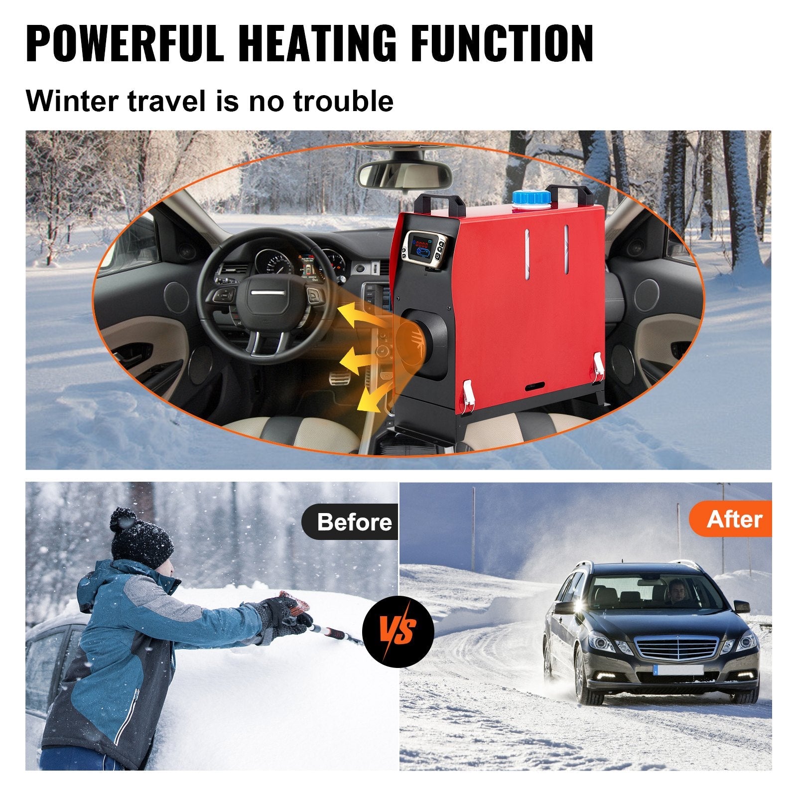 VEVOR Diesel Heater 12V Diesel air Heater Muffler 5KW Diesel Air Heater with Remote Control &amp; LCD Thermostat Monitor for Car Trucks Motor-Home Boat and Bus 