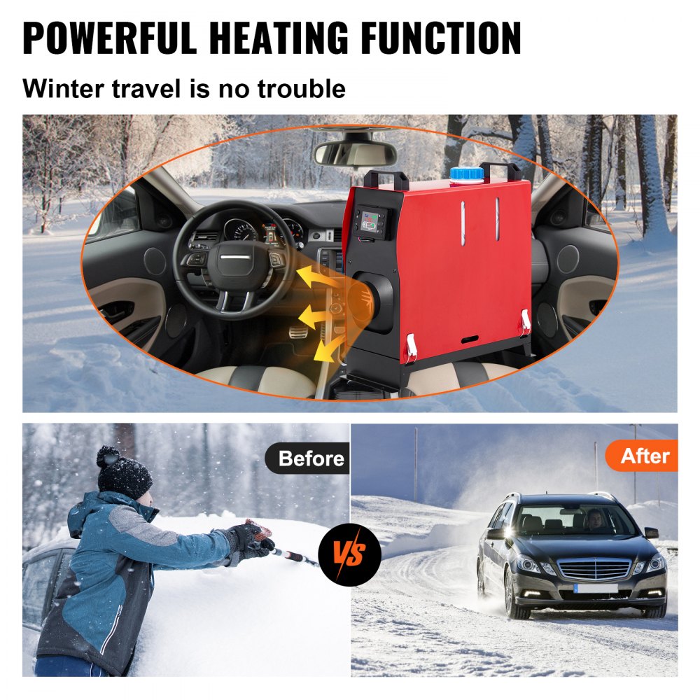 VEVOR Diesel Heater 12V Diesel Air Heater Muffler 8KW Diesel Heater with LCD Thermostat Monitor & Remote Control for Car Trucks and Motor-Home 