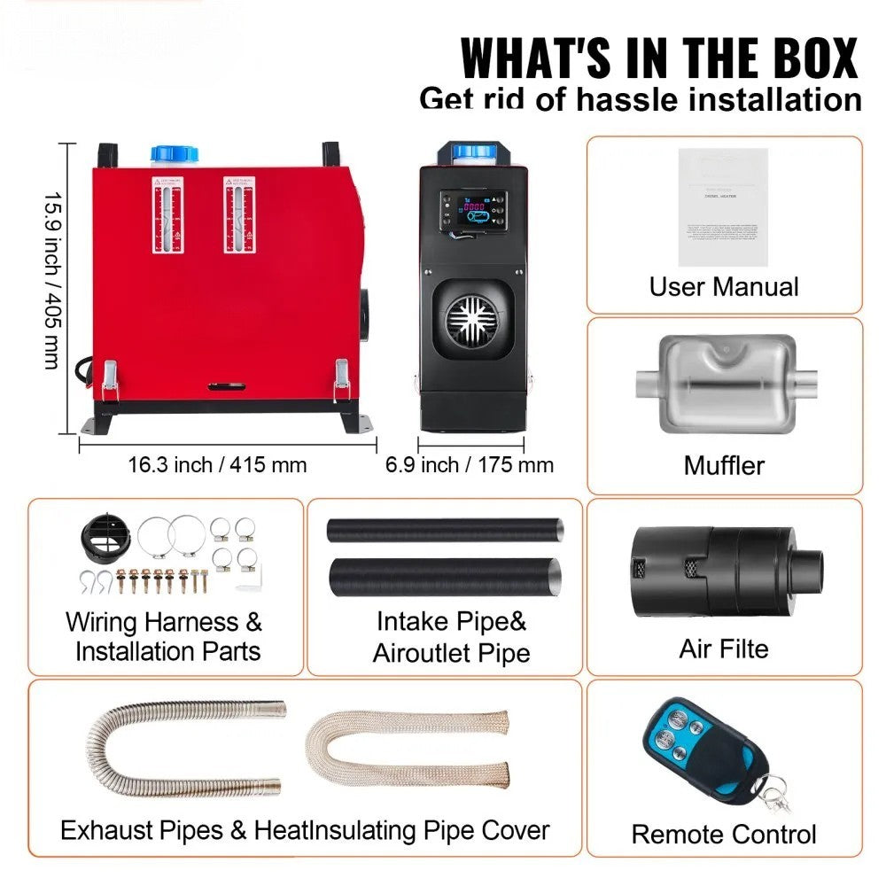 12V 8KW Diesel Air Heater with LCD Thermostat Monitor and Remote Control