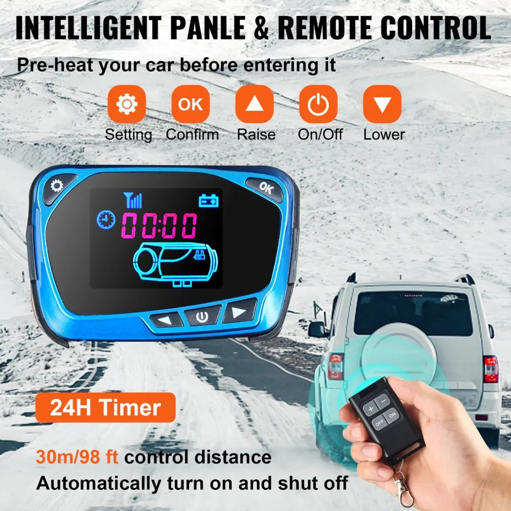 8KW 12V Diesel Air Heater with Muffler, LCD Switch and Remote Control