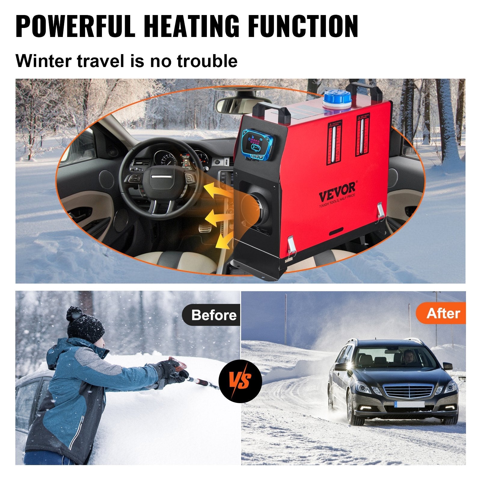 VEVOR 8KW Diesel Air Heater Muffler Diesel Heater 12V 8000W Diesel Parking Heater Remote Control Remote Control with LCD Switch for Car Bus Trucks Motor-Home and Boats 