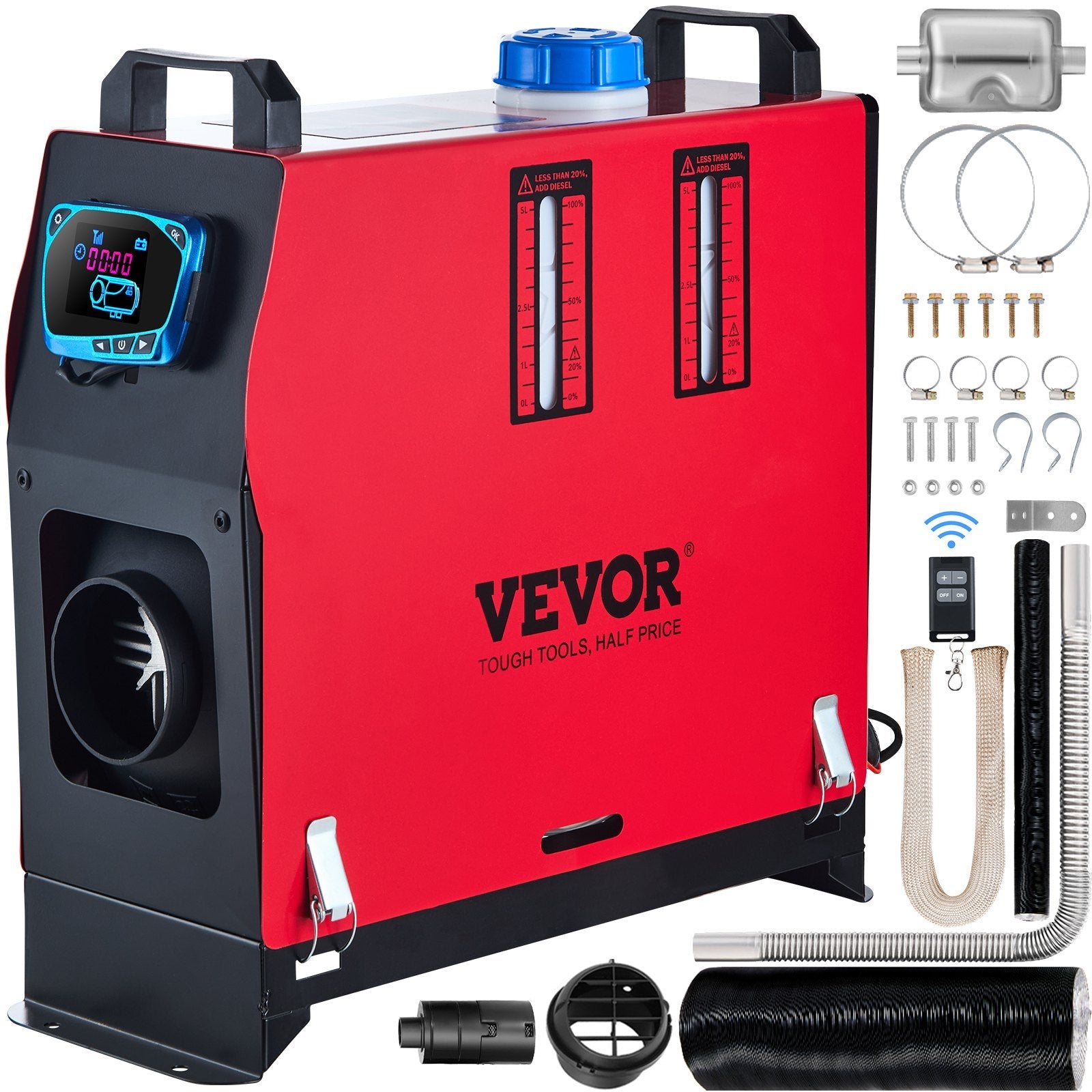 VEVOR 8KW Diesel Air Heater Muffler Diesel Heater 12V 8000W Diesel Parking Heater Remote Control Remote Control with LCD Switch for Car Bus Trucks Motor-Home and Boats 