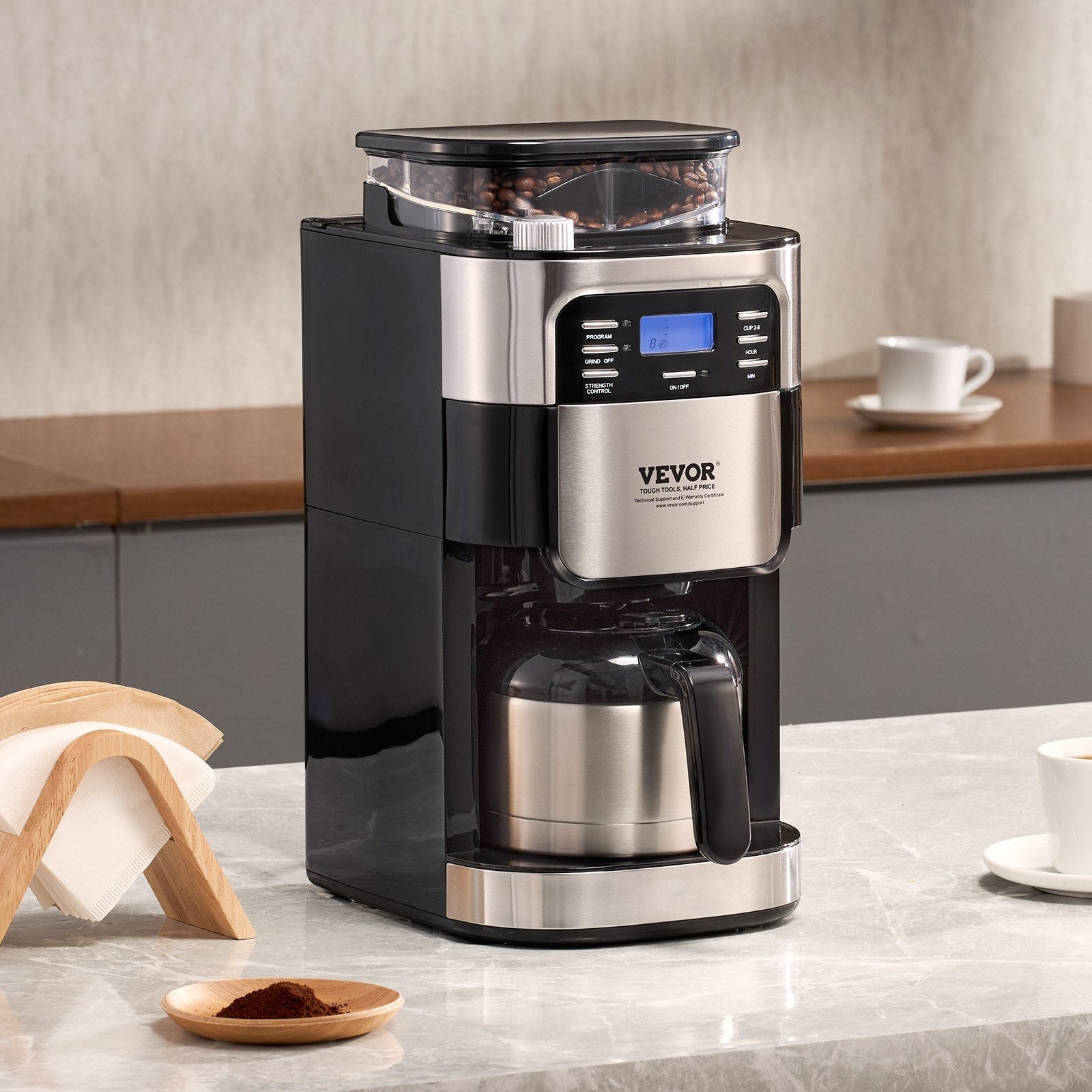 VEVOR 8-Cup Coffee Maker Drip Coffee Machine with 24-Hour Timer for Auto Brew 
