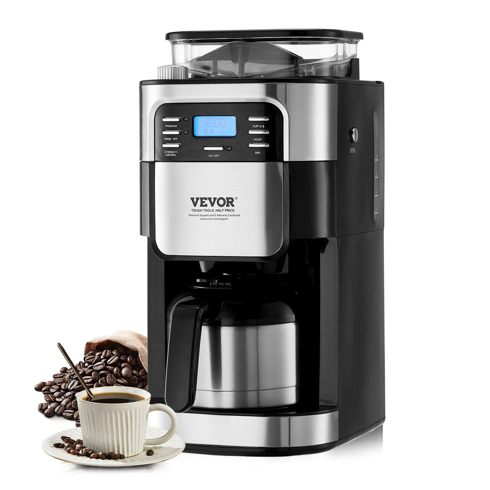 VEVOR 8-Cup Coffee Maker Drip Coffee Machine with 24-Hour Timer for Auto Brew 