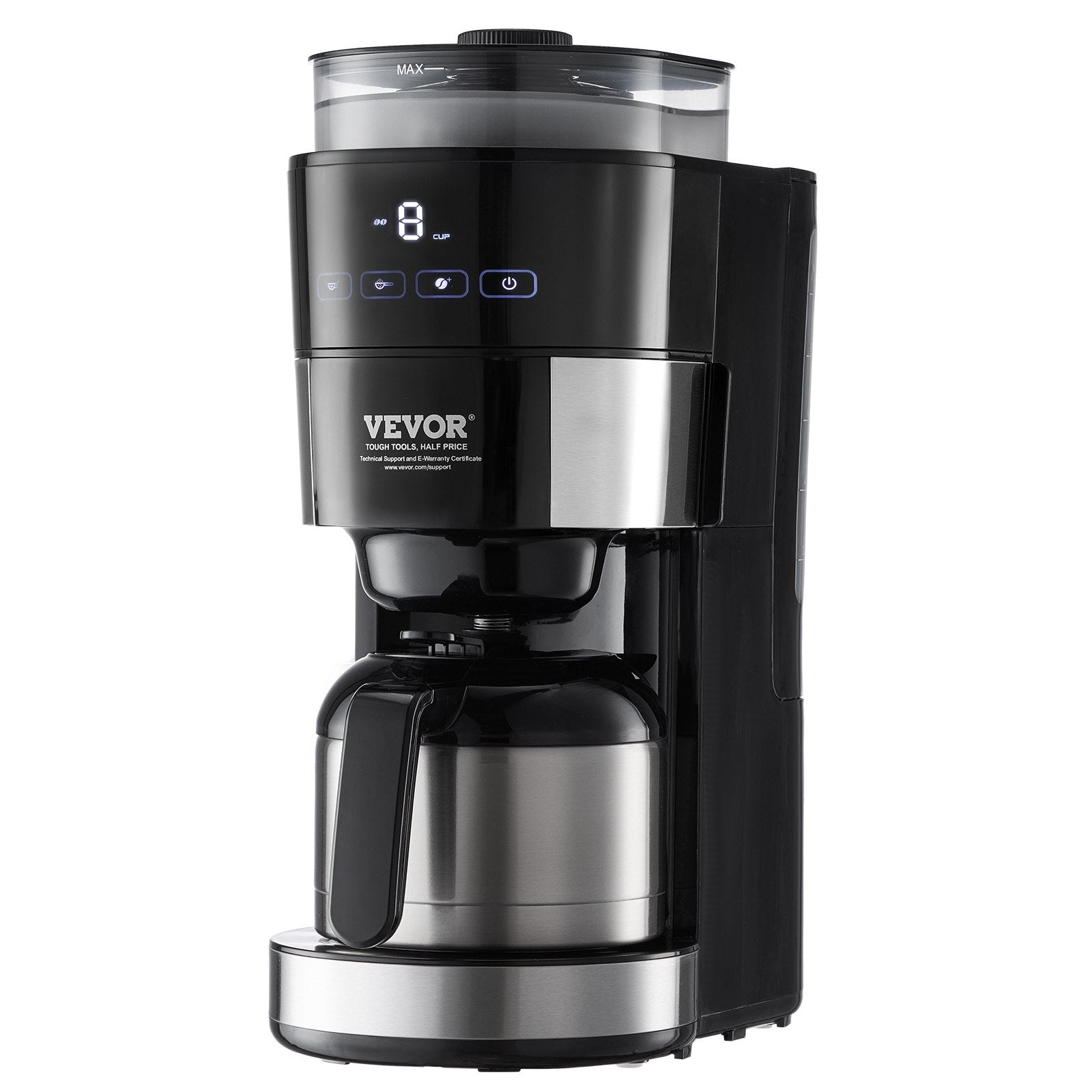VEVOR 8-Cup Coffee Maker Drip Coffee Machine with 3 Brew Strength Control 