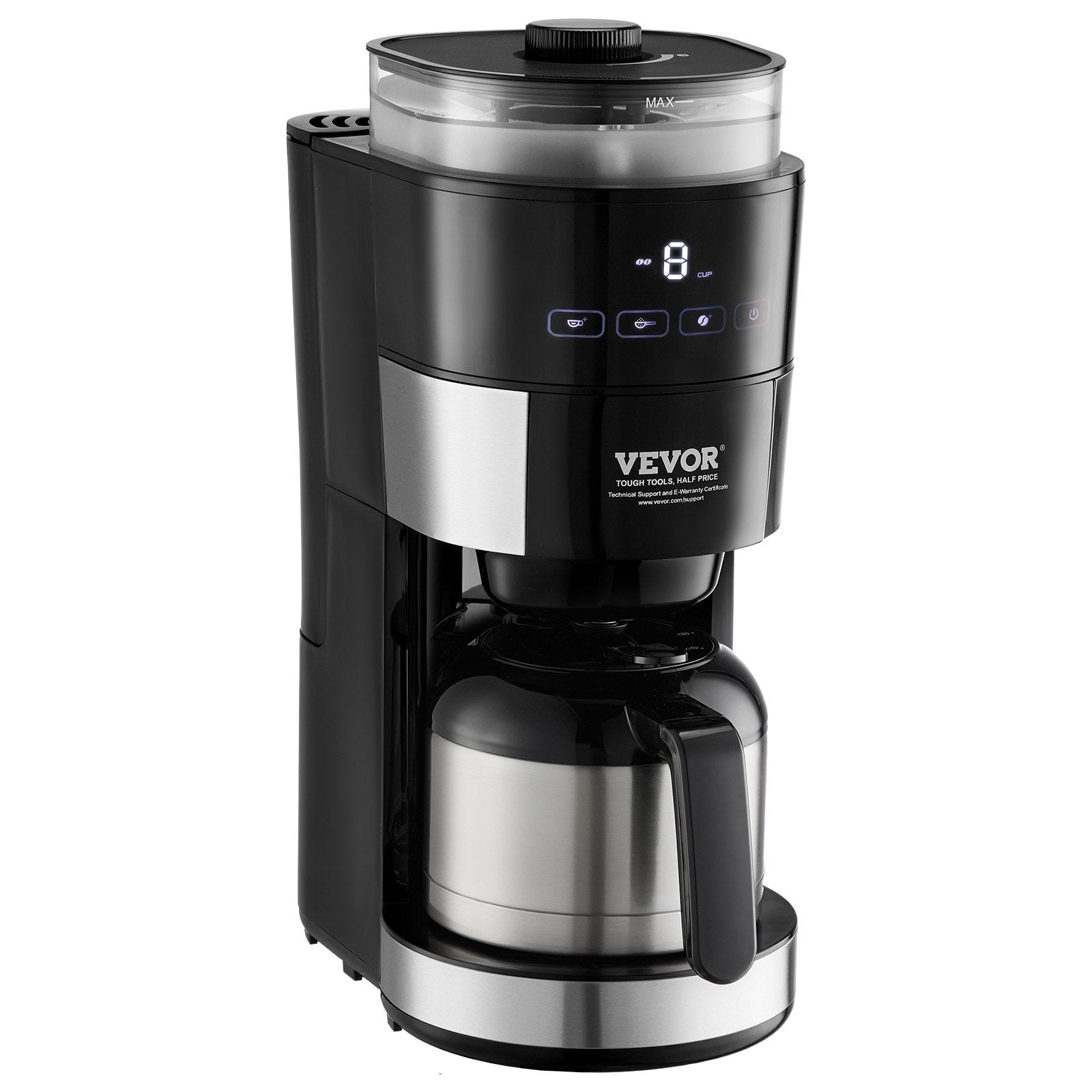 VEVOR 8-Cup Coffee Maker Drip Coffee Machine with 3 Brew Strength Control 
