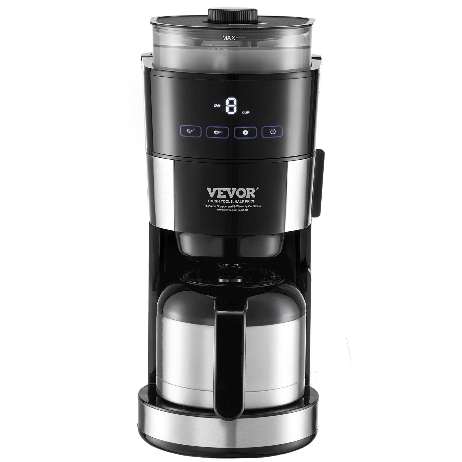 VEVOR 8-Cup Coffee Maker Drip Coffee Machine with 3 Brew Strength Control 
