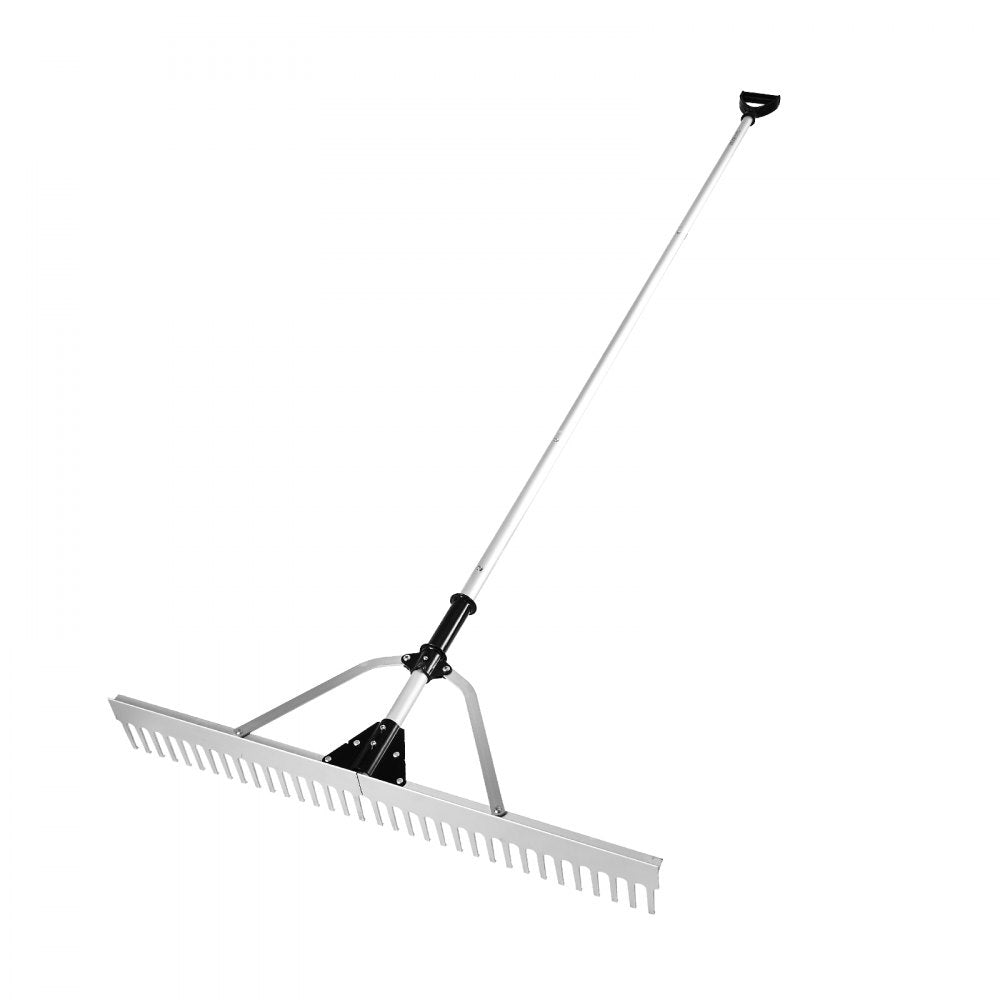 VEVOR Landscape Rake, 36" Head Aluminum Landscape Rake, Lake Weed Rake with 102.36" Adjustable Extension Handle, Rope and Float, for Loosening Soil, Lawn Care, Weeding Lake, Garden, Pond 