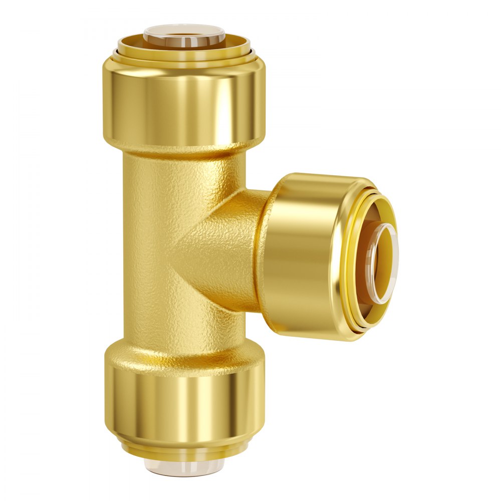 VEVOR Pipe Fittings 1/2" 12PCS Tee Brass Push-Fit for Heating/Shower System 