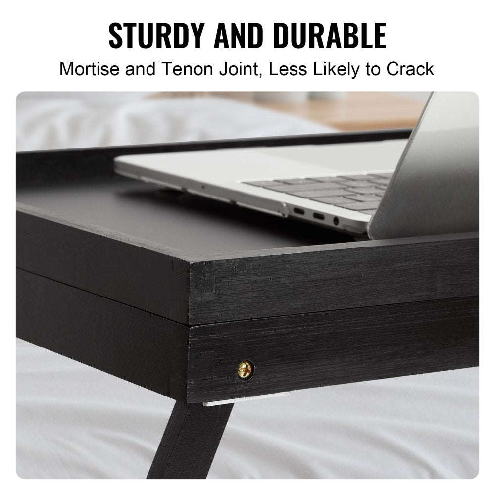 VEVOR Bed Tray Table with Foldable Legs, Bamboo Breakfast Tray for Sofa, Bed, Eating, Snacking, and Working, Adjustable Tabletop Slope Serving Laptop Desk Tray, Portable Food Snack Platter, 20"x12.2" 
