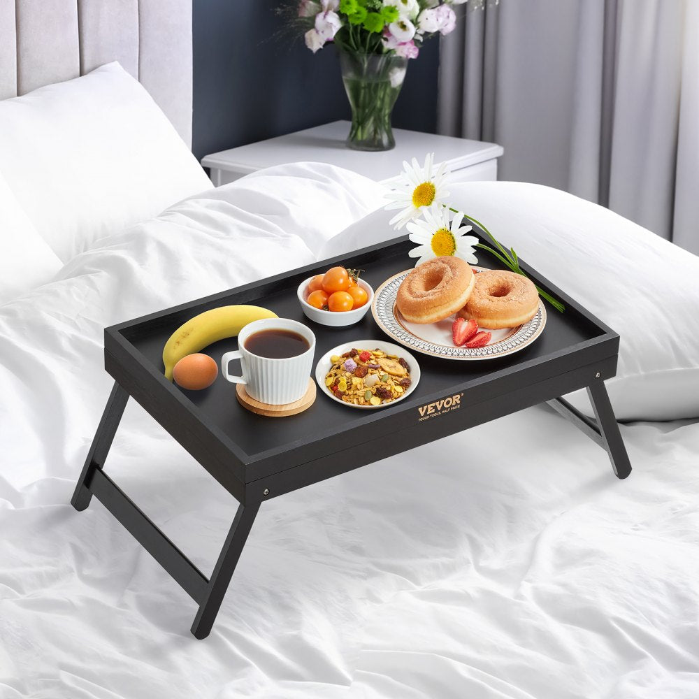 VEVOR Bed Tray Table with Foldable Legs, Bamboo Breakfast Tray for Sofa, Bed, Eating, Snacking, and Working, Adjustable Tabletop Slope Serving Laptop Desk Tray, Portable Food Snack Platter, 20"x12.2" 