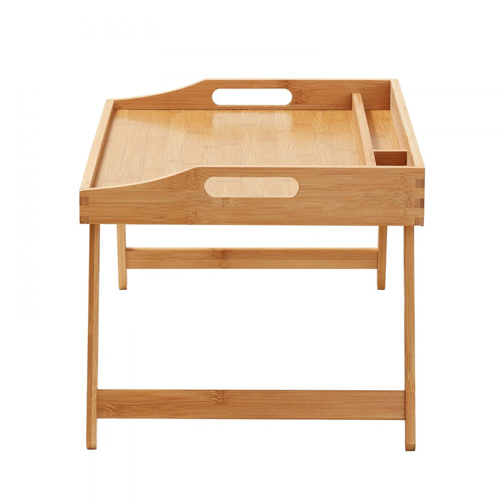 VEVOR Bed Tray Table with Foldable Legs & Media Slot, Bamboo Breakfast Tray for Sofa, Bed, Eating, Snacking, and Working, Serving Laptop Desk Tray TV Tray, Portable Food Snack Platter, 21.6" x 13.8" 