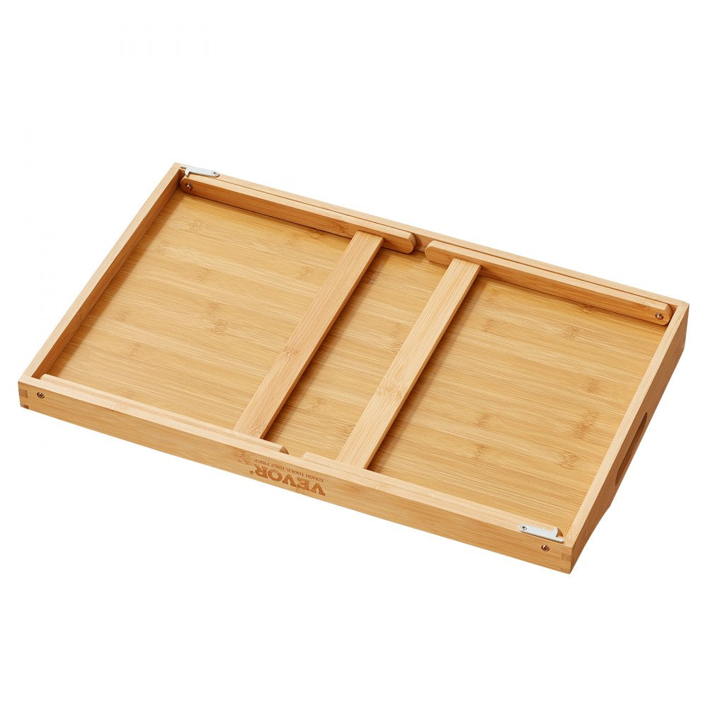 VEVOR Bed Tray Table with Foldable Legs & Media Slot, Bamboo Breakfast Tray for Sofa, Bed, Eating, Snacking, and Working, Serving Laptop Desk Tray TV Tray, Portable Food Snack Platter, 21.6" x 13.8" 