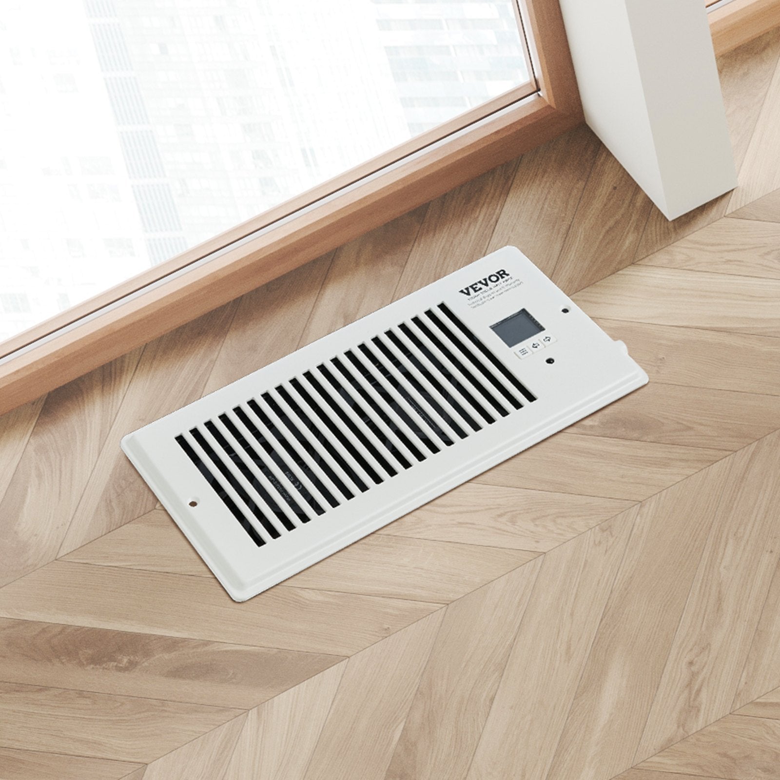 VEVOR Register Booster Fan, Quiet Vent Booster Fan Fits 4” x 10” Register Holes, with Remote Control and Thermostat Control, Adjustable Speed for Heating Cooling Smart Vent, White 