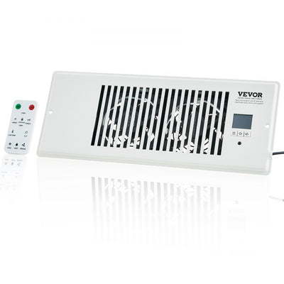 VEVOR Register Booster Fan, Quiet Vent Booster Fan Fits 4” x 12” Register Holes, with Remote Control and Thermostat Control, Adjustable Speed for Heating Cooling Smart Vent, White 