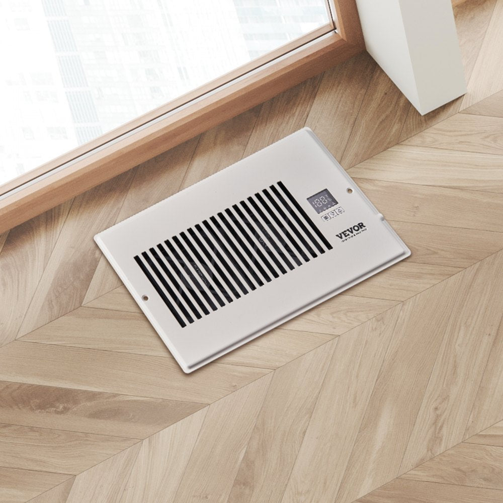 VEVOR Register Booster Fan, Quiet Vent Booster Fan Fits 6” x 10” Register Holes, with Remote Control and Thermostat Control, Adjustable Speed for Heating Cooling Smart Vent, White 