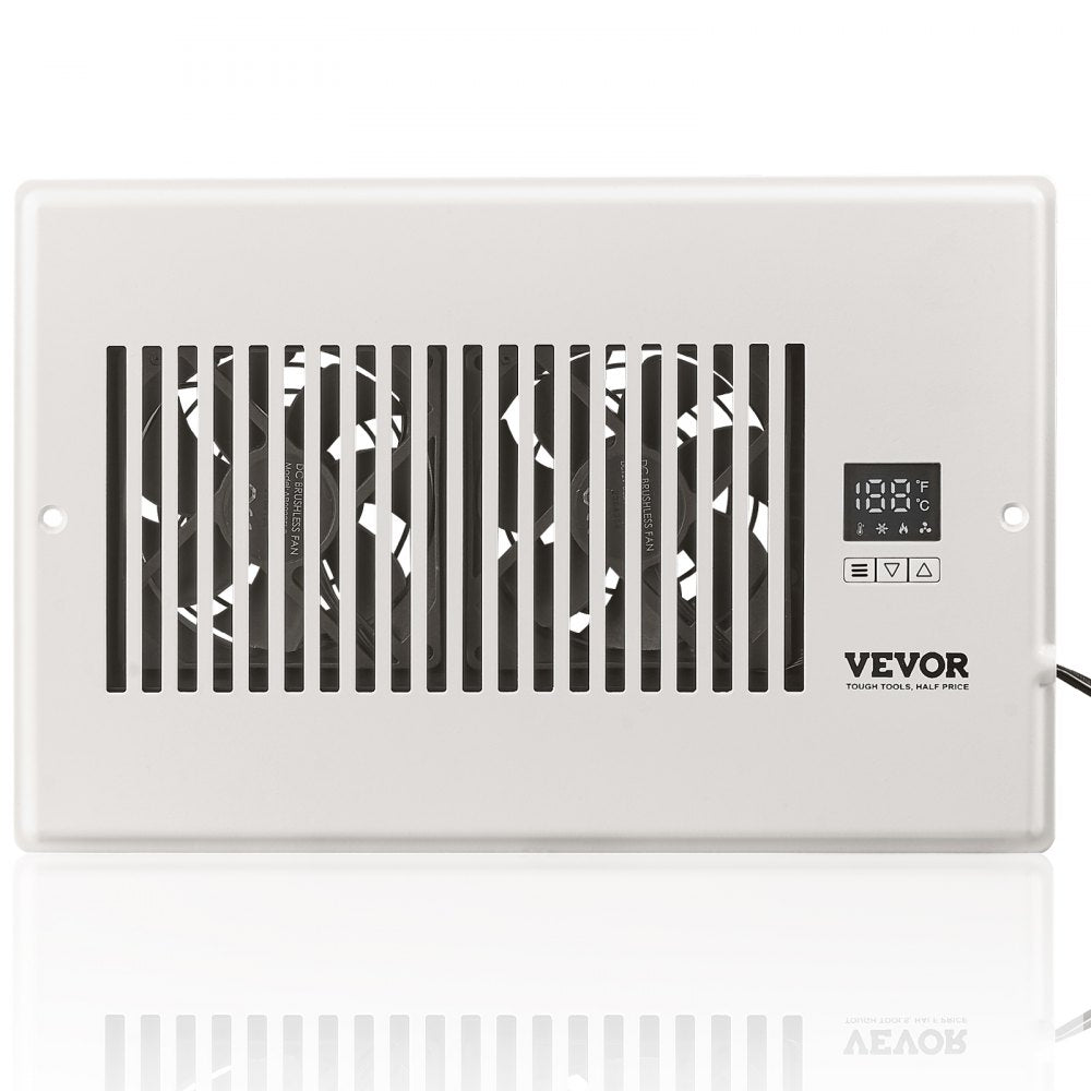 VEVOR Register Booster Fan, Quiet Vent Booster Fan Fits 6” x 10” Register Holes, with Remote Control and Thermostat Control, Adjustable Speed for Heating Cooling Smart Vent, White 