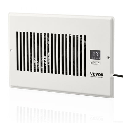 VEVOR Register Booster Fan, Quiet Vent Booster Fan Fits 6” x 10” Register Holes, with Remote Control and Thermostat Control, Adjustable Speed for Heating Cooling Smart Vent, White 