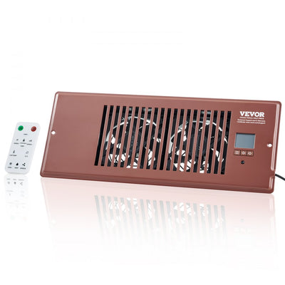 VEVOR Register Booster Fan, Quiet Vent Booster Fan Fits 4” x 12” Register Holes, with Remote Control and Thermostat Control, Adjustable Speed for Heating Cooling Smart Vent, Brown 