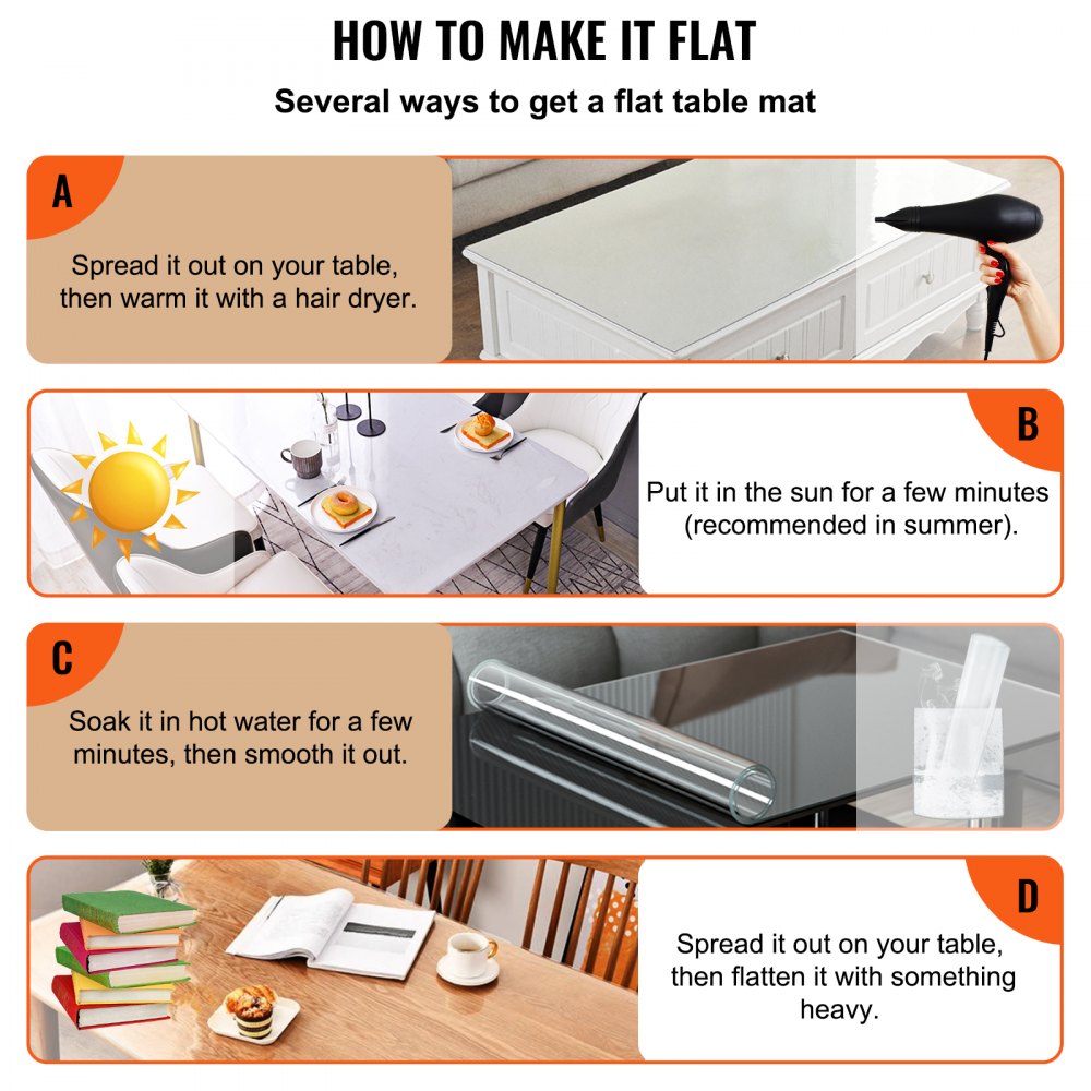 VEVOR Plastic Table Cover, 42"x84"x0.06", Transparent PVC Table Protector, Rectangle Clear Desk Mat, Water Oil Proof Table Cover for Dining Table Coffer Table Kitchen Worktable Dresser Cabinet, etc. 